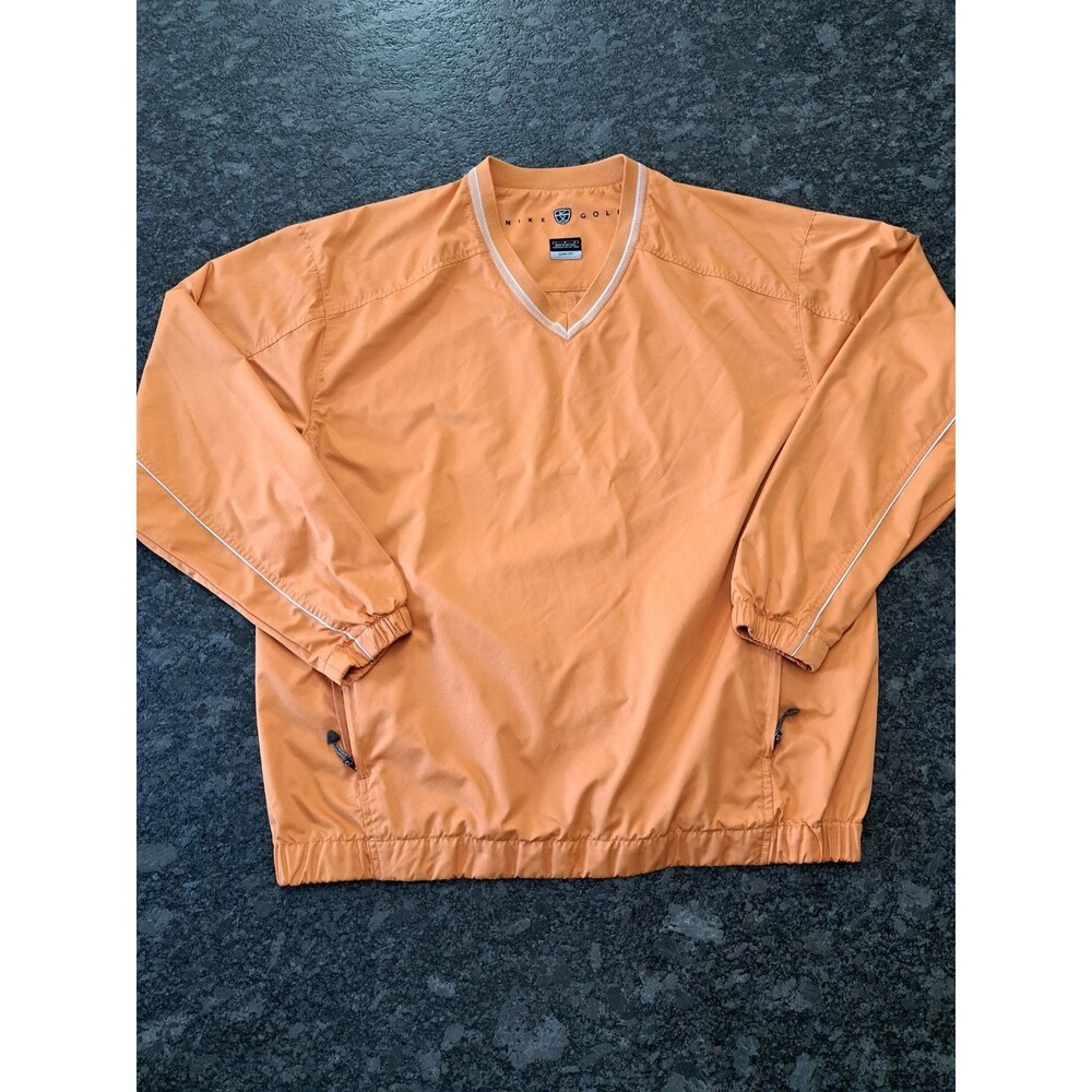 Nike Golf Clima Fit Pullover Windbreaker V-neck Jacket Men's Size Large Orange